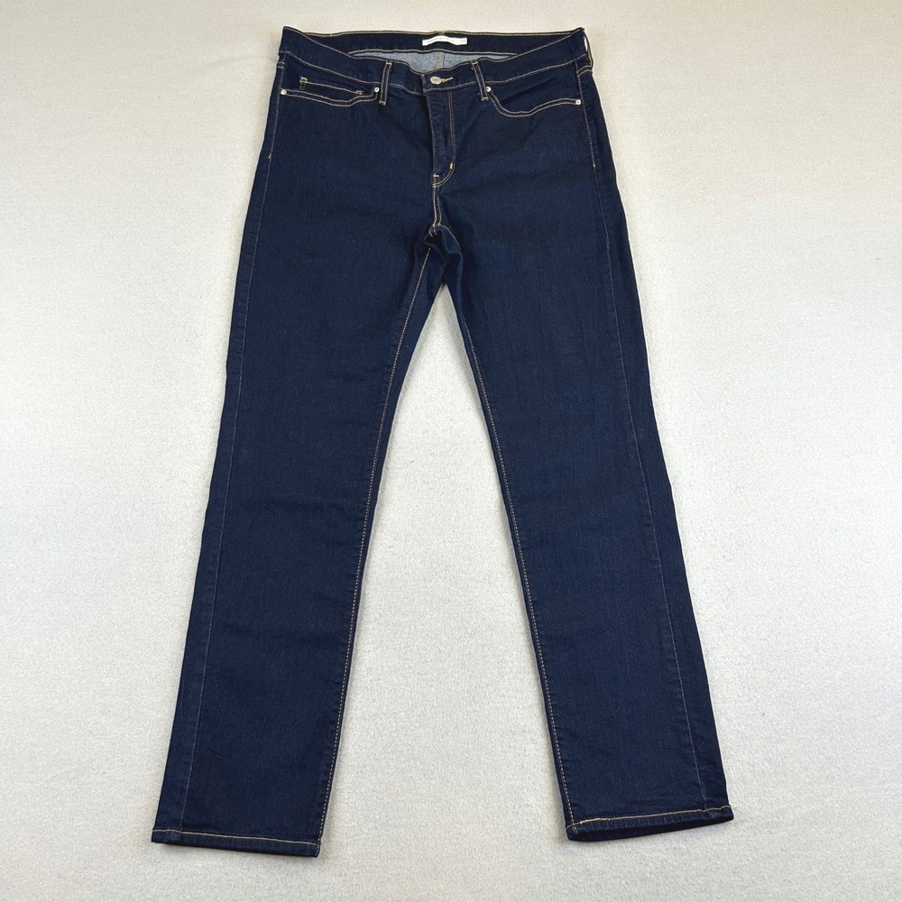 Levis 314 Shaping Straight Jeans Women 33 Blue Indigo Denim Mid Rise